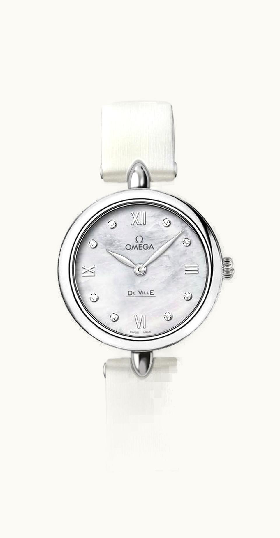 Omega De Ville Prestige Dewdrop Quartz 27.4 Stainless Steel / White MOP