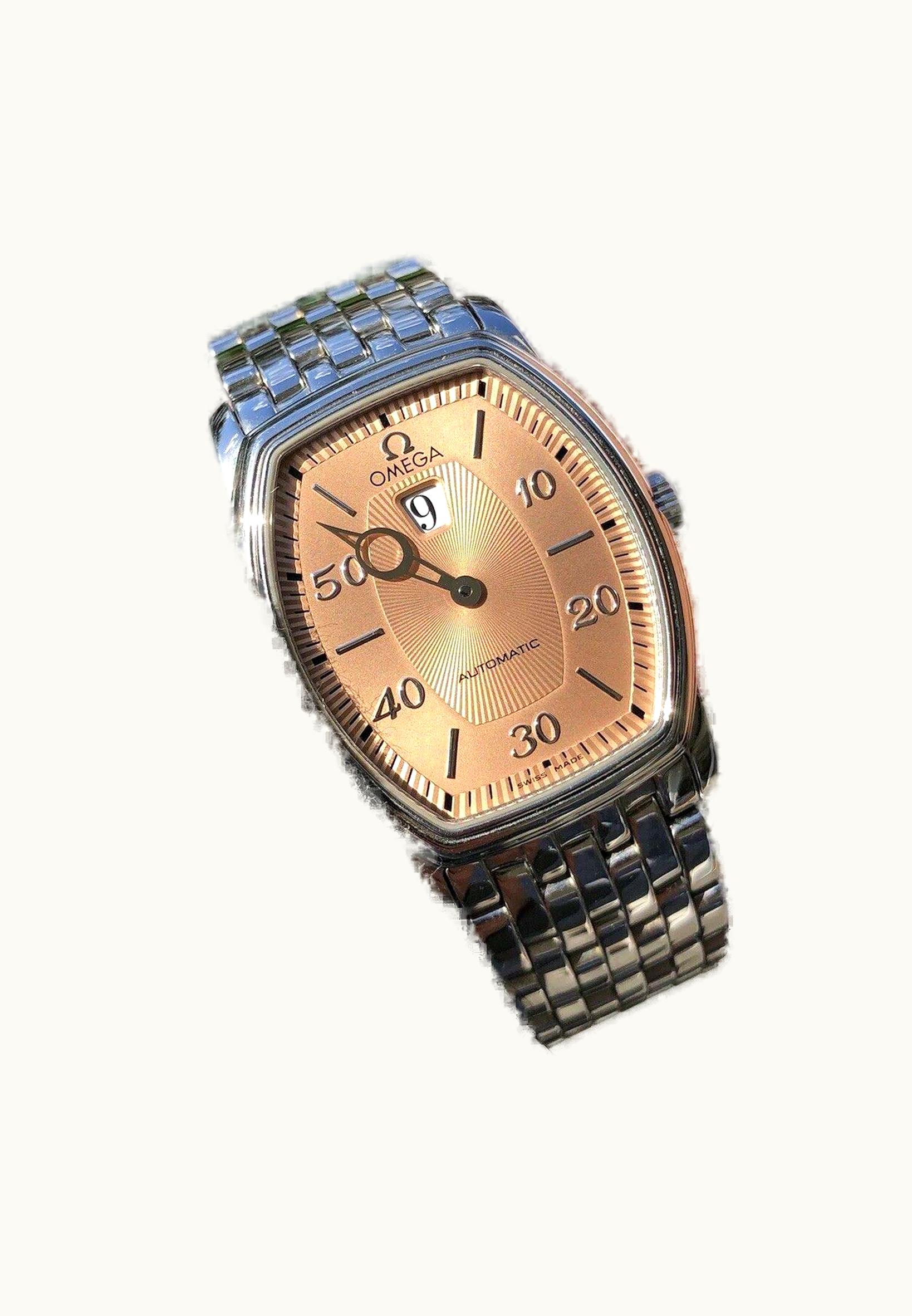 Omega De Ville Tonneau Automatic Jump Hour Stainless Steel / Salmon / Bracelet