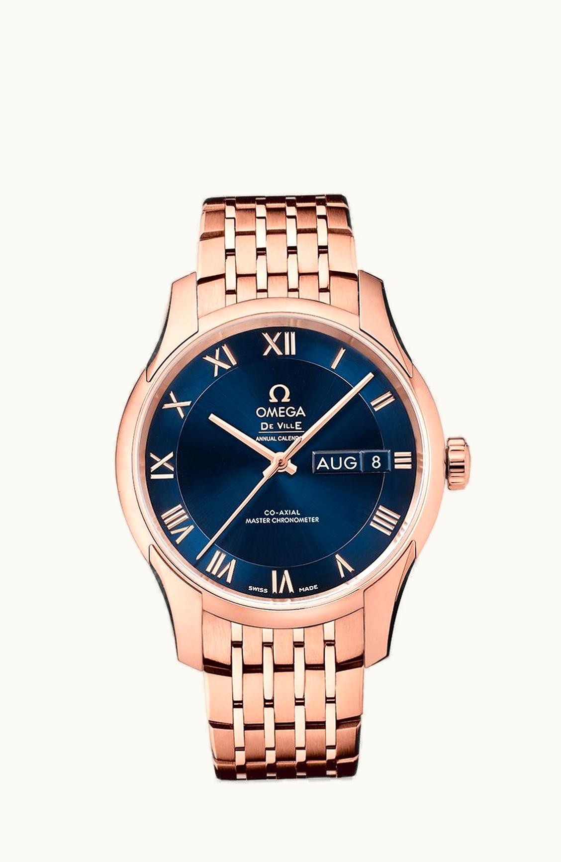 Omega De Ville Hour Vision Master Chronometer Annual Calendar Sedna Gold / Blue / Bracelet