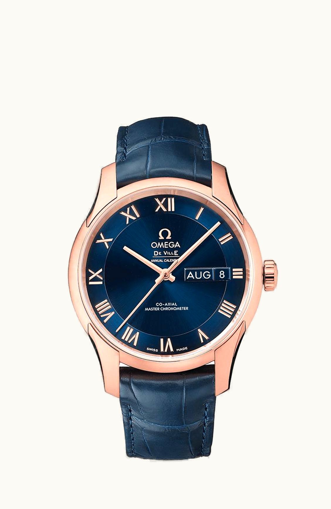 Omega De Ville Hour Vision Master Chronometer Annual Calendar Sedna Gold / Blue