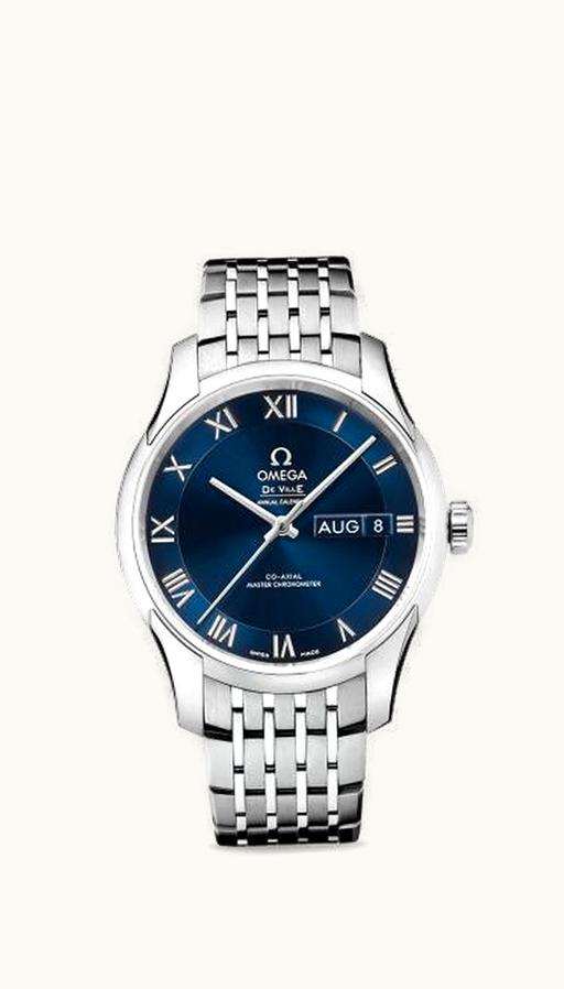 Omega De Ville Hour Vision Master Chronometer Annual Calendar Stainless Steel / Blue / Bracelet