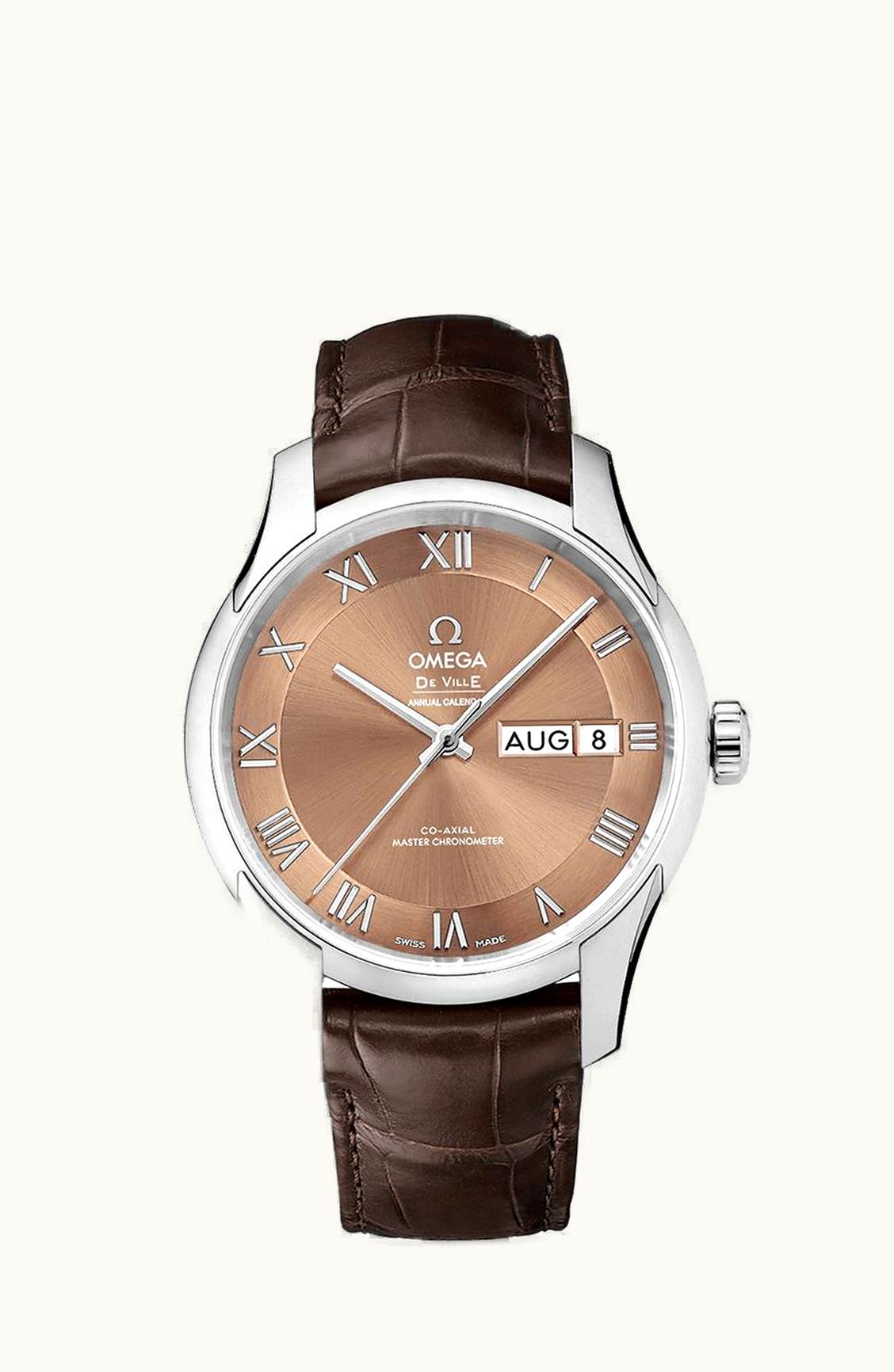 Omega De Ville Hour Vision Master Chronometer Annual Calendar Stainless Steel / Brown