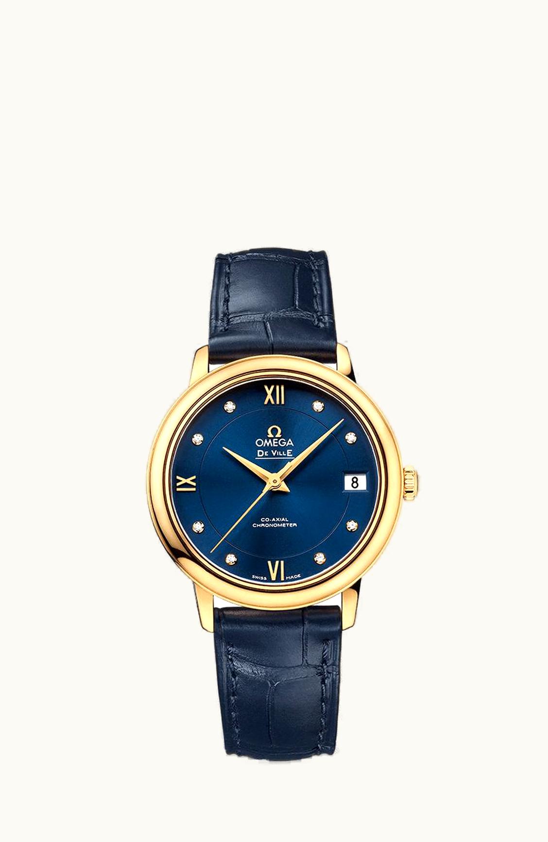 Omega De Ville Prestige Co-Axial 32.7 Yellow Gold / Blue