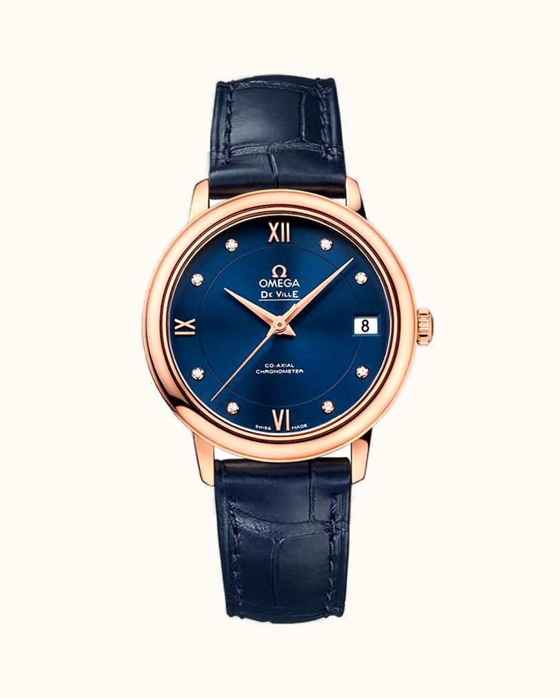 Omega De Ville Prestige Co-Axial 32.7 Red Gold / Blue