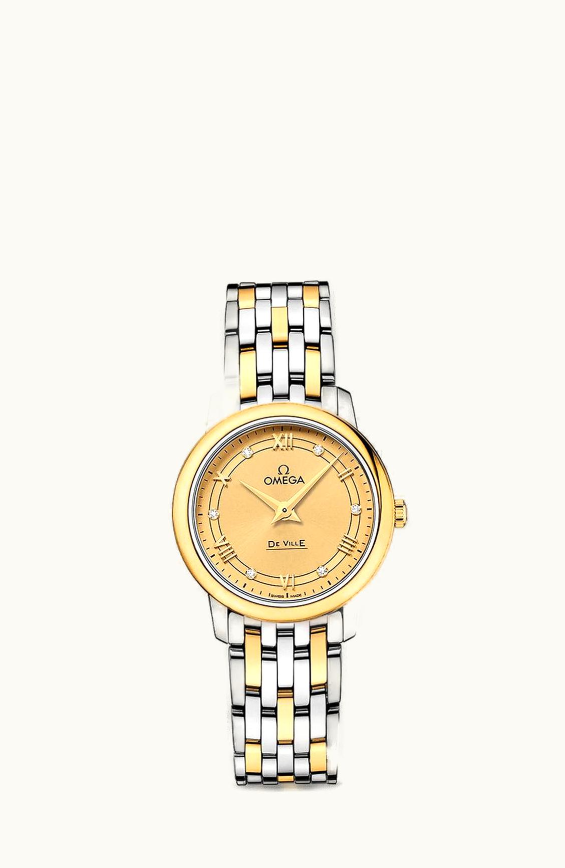 Omega De Ville Prestige Quartz 27.4 Stainless Steel / Yellow Gold / Vintage Champagne / Bracelet