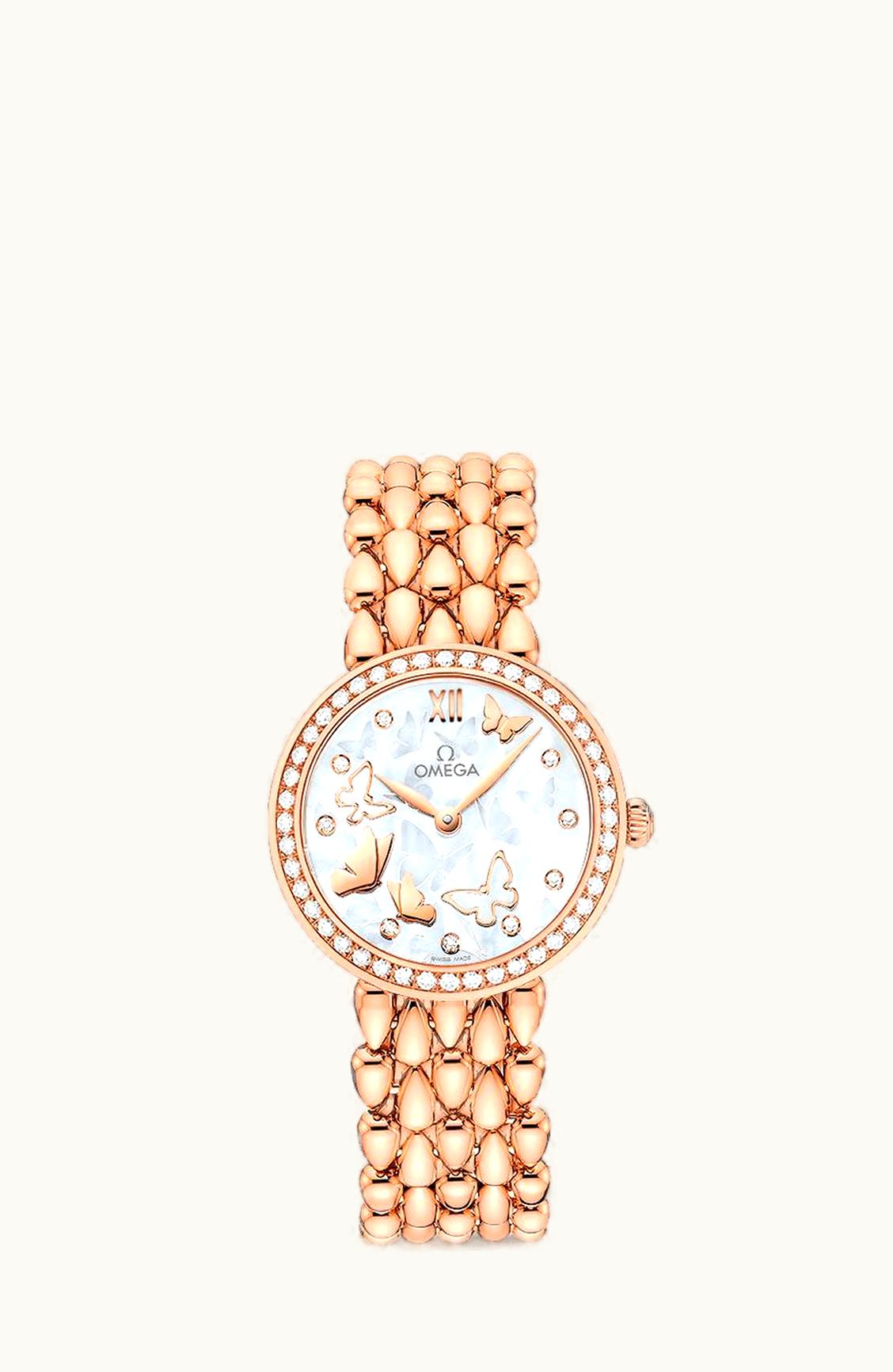 Omega De Ville Prestige Dewdrop Quartz 27.4 Red Gold / Diamond / Butterfly / Bracelet