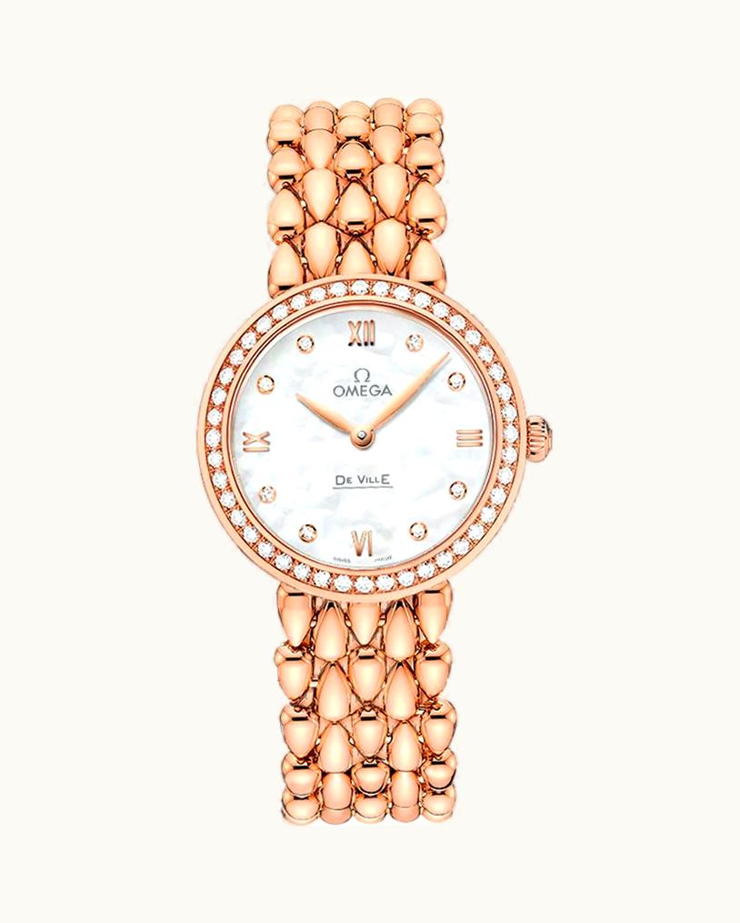 Omega De Ville Prestige Dewdrop Quartz 27.4 Red Gold / MOP / Diamond / Bracelet