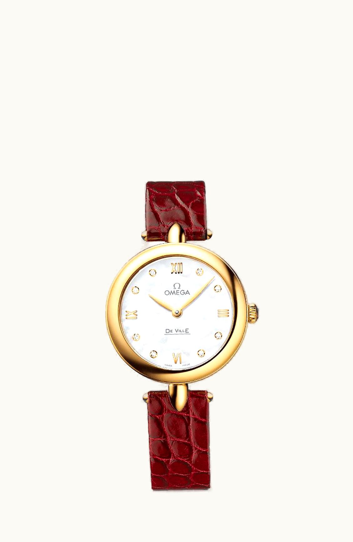 Omega De Ville Prestige Dewdrop Quartz 27.4 Yellow Gold / MOP