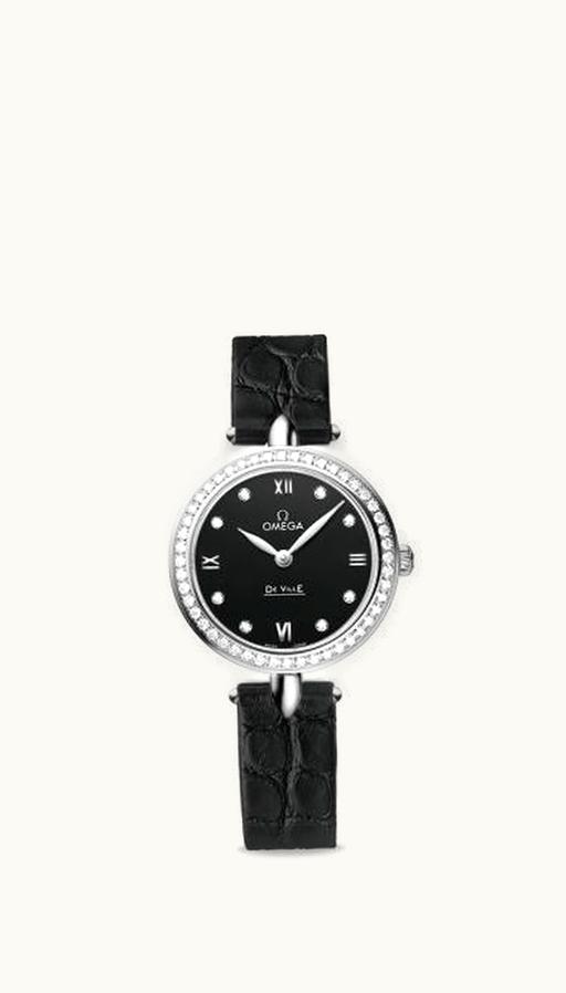 Omega De Ville Prestige Dewdrop Quartz 27.4 Stainless Steel / Black / Diamond