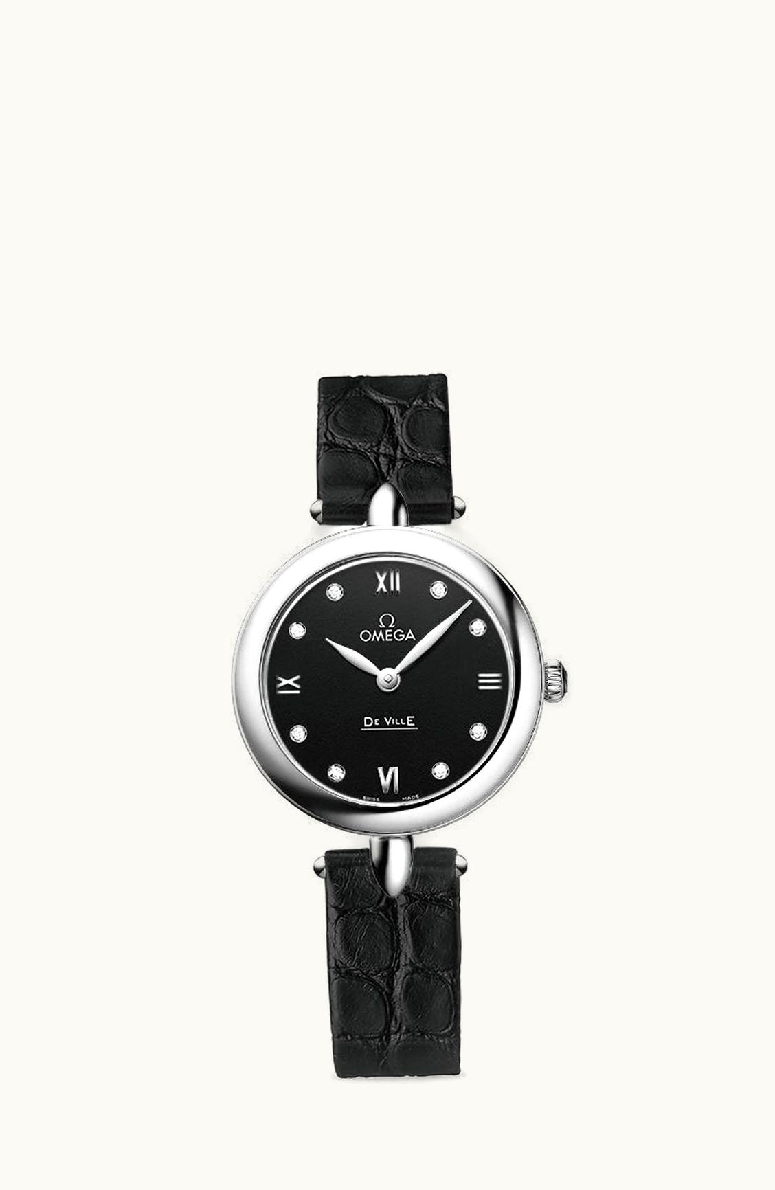 Omega De Ville Prestige Dewdrop Quartz 27.4 Stainless Steel / Black