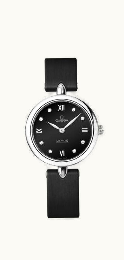 Omega De Ville Prestige Dewdrop Quartz 27.4 Stainless Steel / Black
