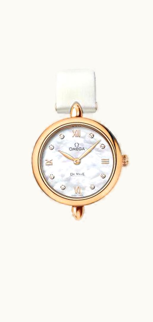 Omega De Ville Prestige Dewdrop Quartz 27.4 Red Gold / White MOP