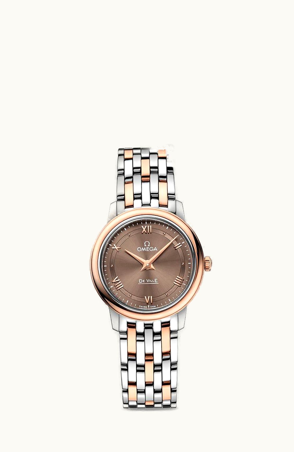 Omega De Ville Prestige Quartz 27.4 Stainless Steel / Red Gold / Vintage Brown / Bracelet