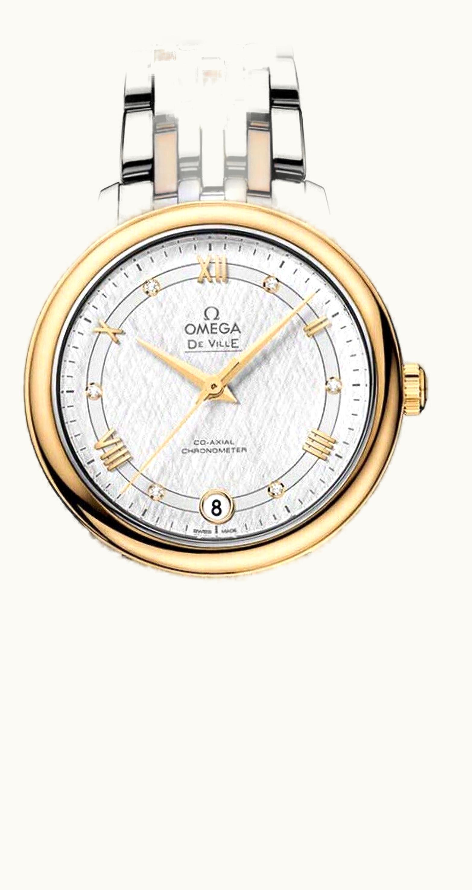 Omega De Ville Prestige Co-Axial 32.7 Stainless Steel / Yellow Gold / Vintage Silver Silk / Bracelet