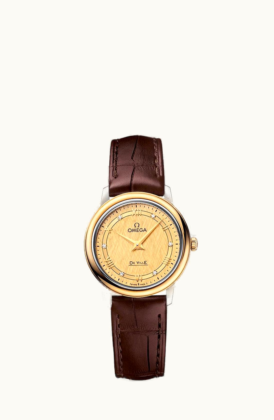 Omega De Ville Prestige Quartz 27.4 Stainless Steel / Yellow Gold / Vintage Champagne Silk