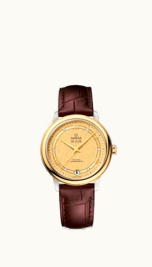 Omega De Ville Prestige Co-Axial 32.7 Stainless Steel / Yellow Gold / Vintage Champagne Silk