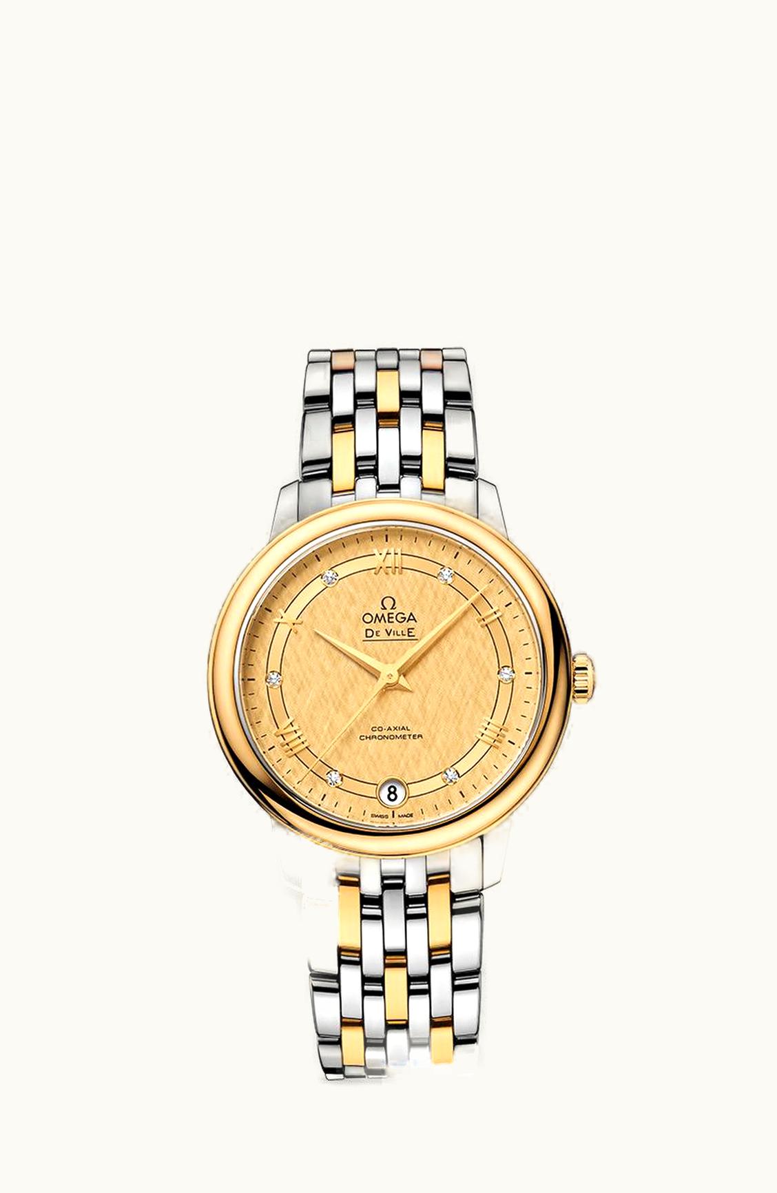 Omega De Ville Prestige Co-Axial 32.7 Stainless Steel / Yellow Gold / Vintage Champagne Silk / Bracelet