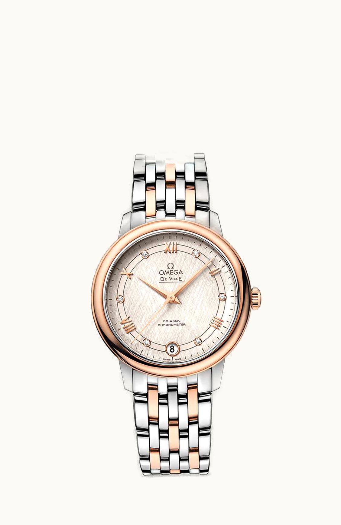 Omega De Ville Prestige Co-Axial 32.7 Stainless Steel / Red Gold / Vintage Silver Silk / Bracelet