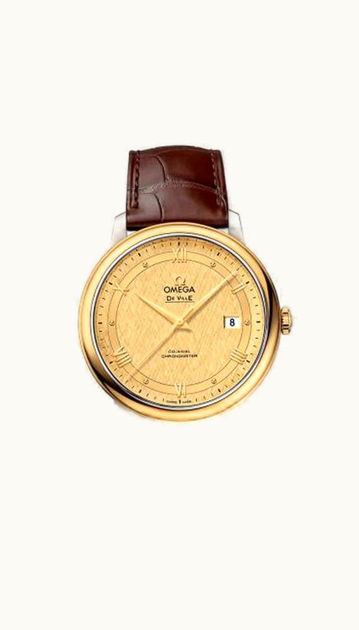 Omega De Ville Prestige Co-Axial 39.5 Stainless Steel / Yellow Gold / Vintage Champagne Silk