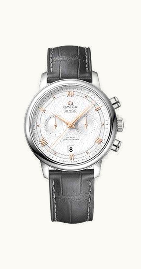 Omega De Ville Prestige Co-Axial 41 Chronograph Stainless Steel / Vintage Silver Silk / Alligator