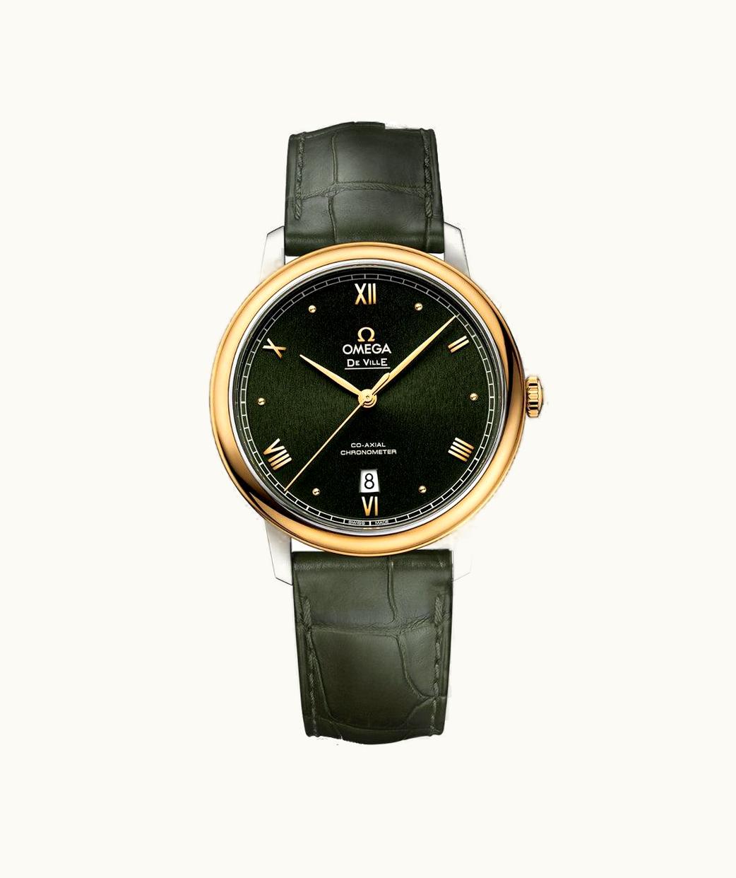 Omega De Ville Prestige Co-Axial 39.5 Stainless Steel / Yellow Gold / Green Sunburst