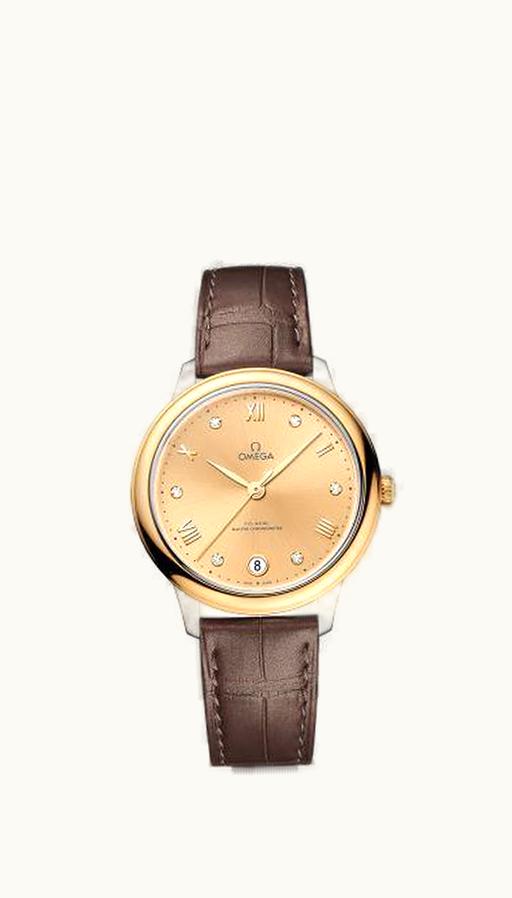 Omega De Ville Master Chronometer 34 Stainless Steel - Yellow Gold / Champagne - Diamond