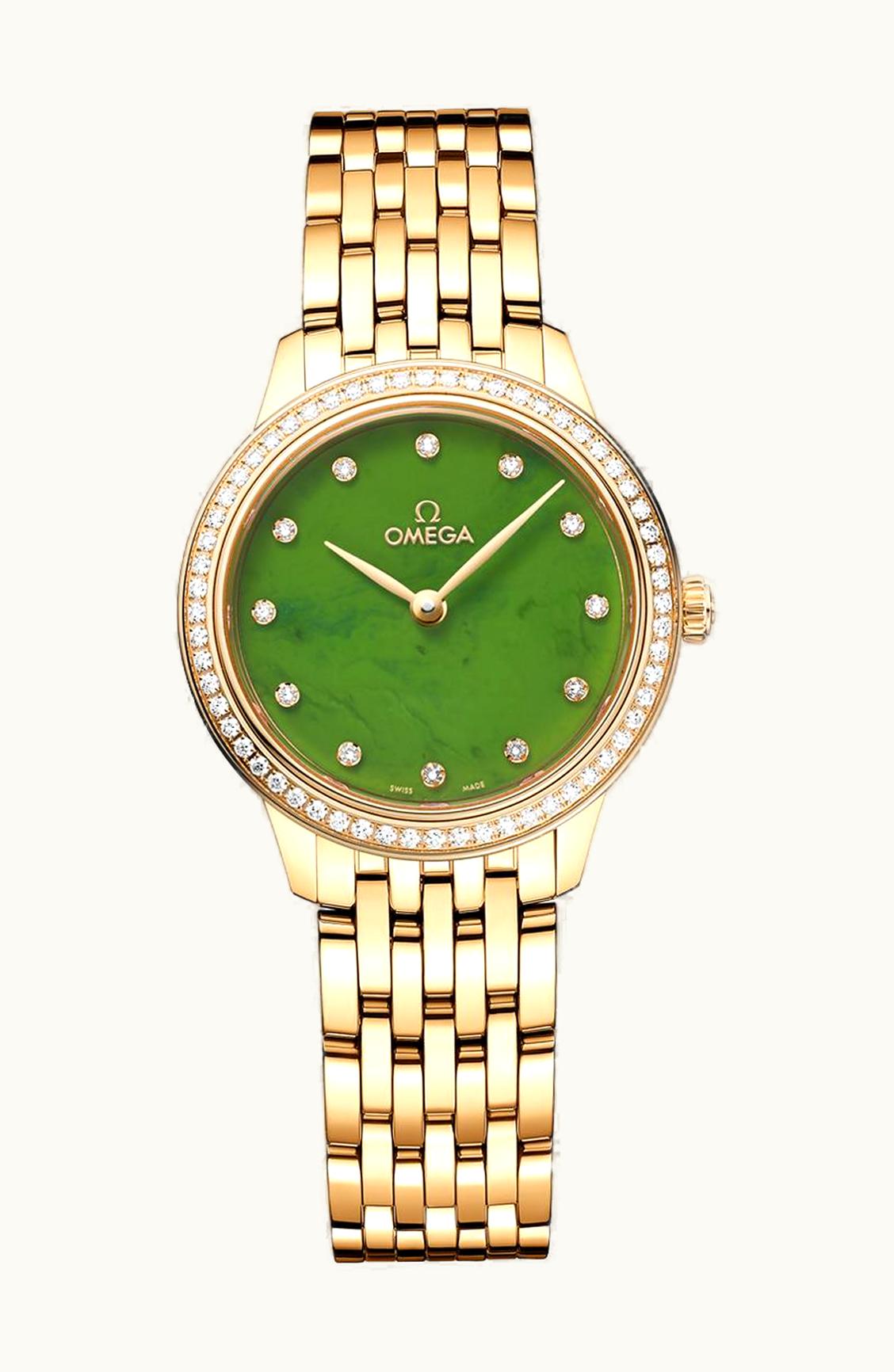 Omega De Ville Quartz 27.5 Yellow Gold - Diamond / Jade - Diamond / Bracelet