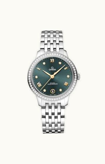 Omega De Ville Master Chronometer 34 Stainless Steel - Diamond / Green / Bracelet
