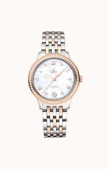 Omega De Ville Master Chronometer 34 Stainless Steel - Sedna Gold - Diamond / MOP / Bracelet