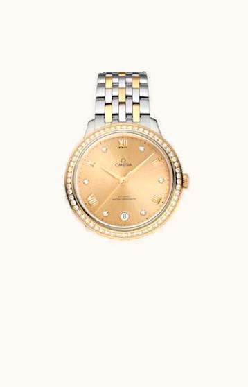 Omega De Ville Master Chronometer 34 Stainless Steel - Yellow Gold - Diamond / Champagne / Bracelet