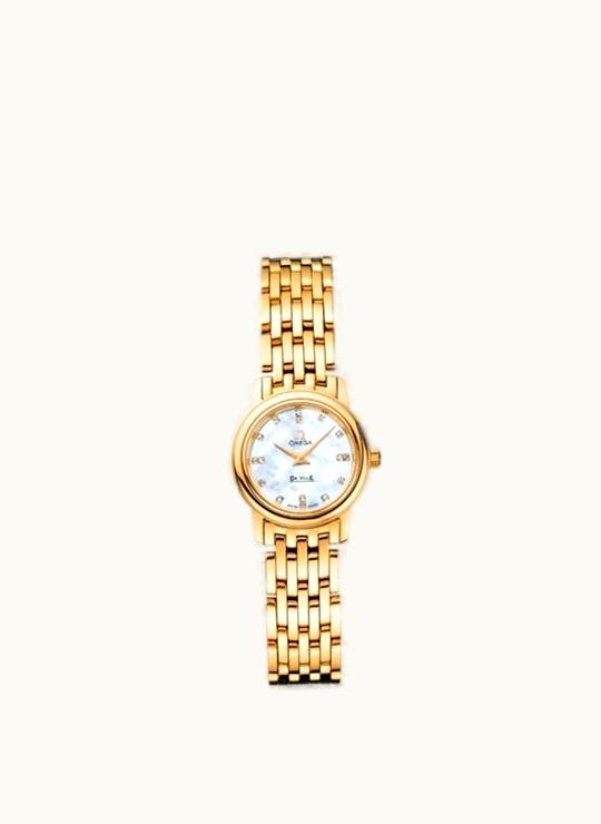 Omega De Ville Prestige Quartz 22 Yellow Gold / MOP Diamond / Bracelet