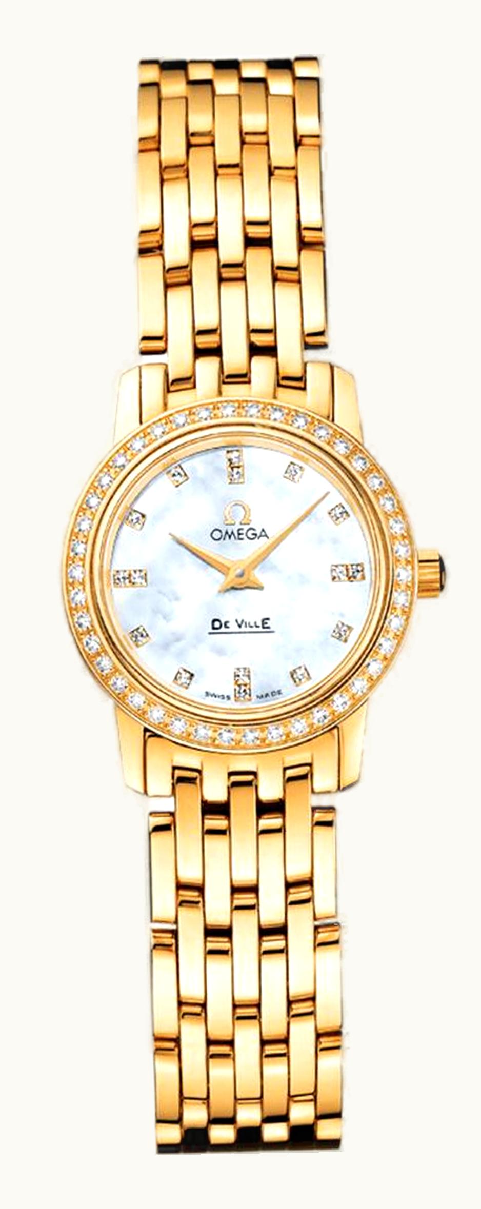Omega De Ville Prestige Quartz 22 Yellow Gold Diamond / MOP Diamond / Bracelet