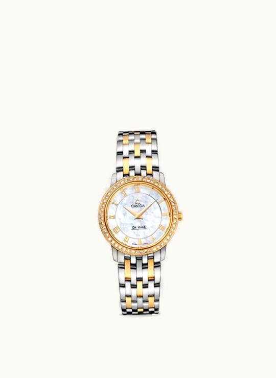 Omega De Ville Prestige Quartz 27 Stainless Steel / Yellow Gold / Diamond / Bracelet