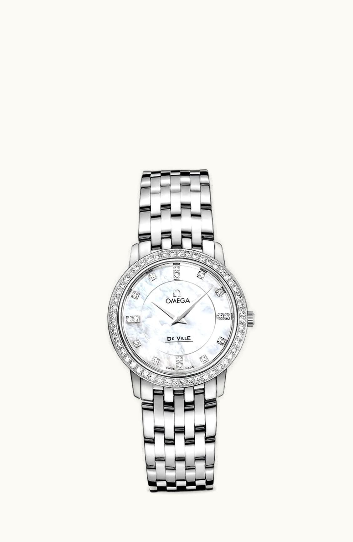 Omega De Ville Prestige Quartz 27.4 Stainless Steel / MOP / Bracelet / Diamond