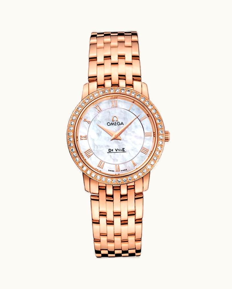 Omega De Ville Prestige Quartz 27 Red Gold / Diamond / MOP / Bracelet