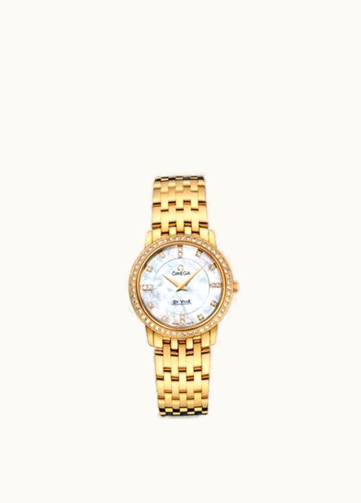Omega De Ville Prestige Quartz 27 Yellow Gold Diamond / MOP Diamond / Bracelet