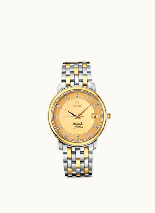 Omega De Ville Prestige Co-Axial 36.5 Stainless Steel / Yellow Gold / Champagne / Bracelet