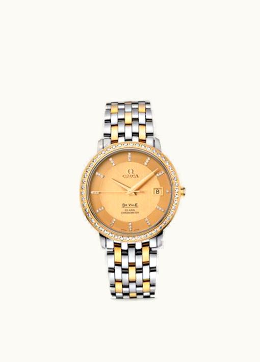 Omega De Ville Prestige Co-Axial 36.5 Stainless Steel / Yellow Gold / Diamond / Bracelet