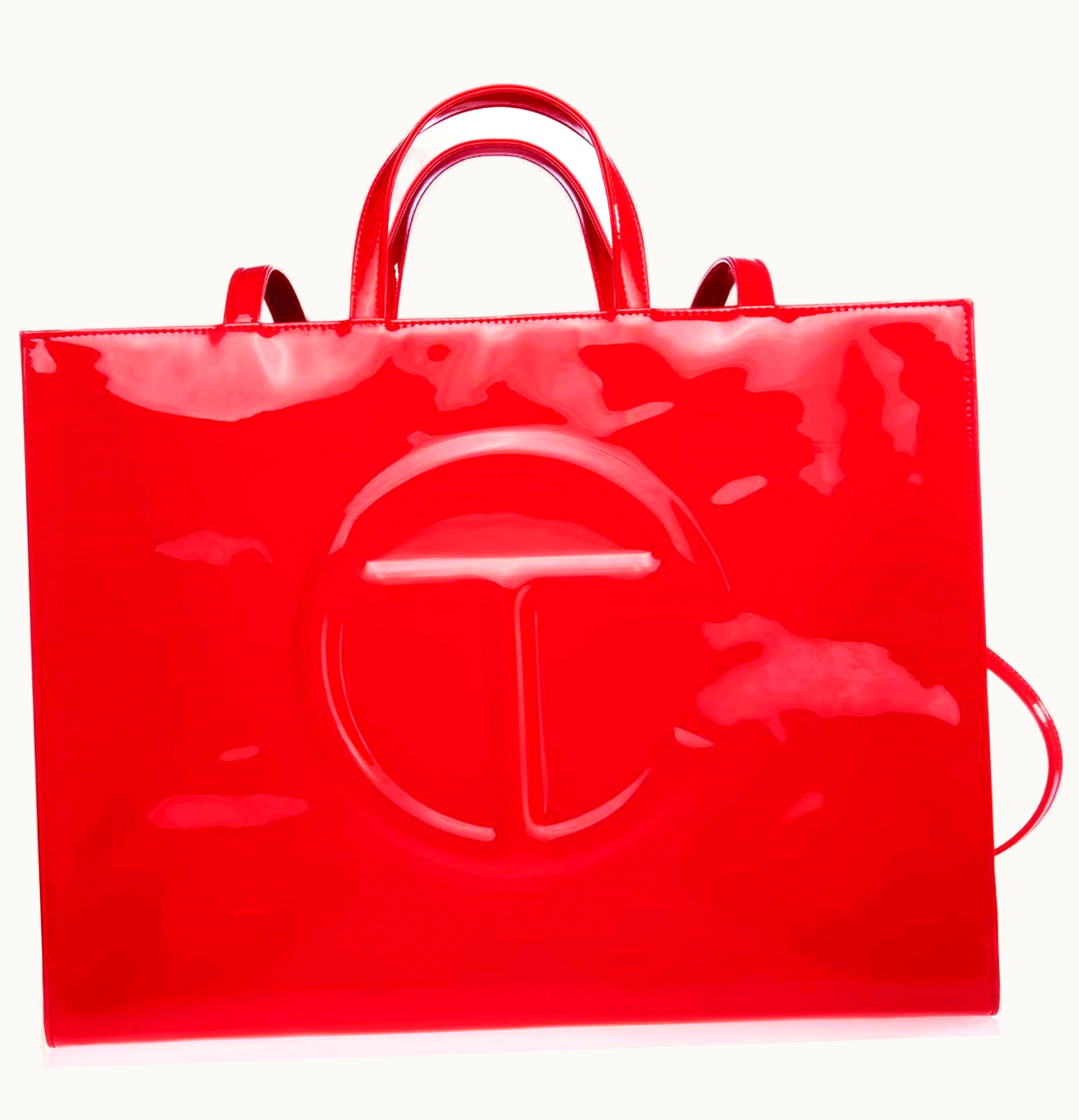 Telfar Telfar Large Patent Shopping Bag Red