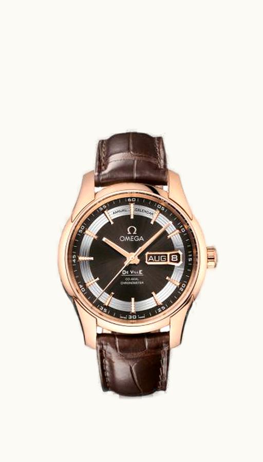 Omega De Ville Hour Vision Co-Axial Annual Calendar Red Gold / Brown / Alligator