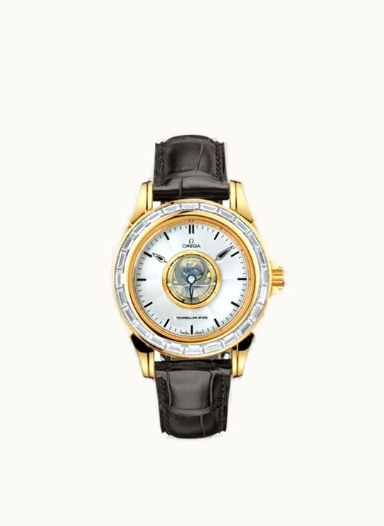 Omega De Ville Tourbillon Yellow Gold / Baguette / Silver