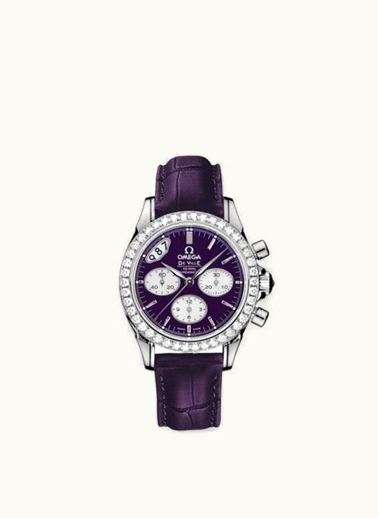 Omega De Ville Co-Axial 35 Chronograph Stainless Steel Diamond / Purple / Strap