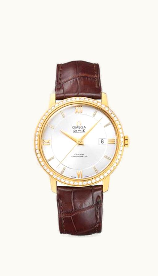 Omega De Ville Prestige Co-Axial 39.5 Yellow Gold / Silver / Diamond