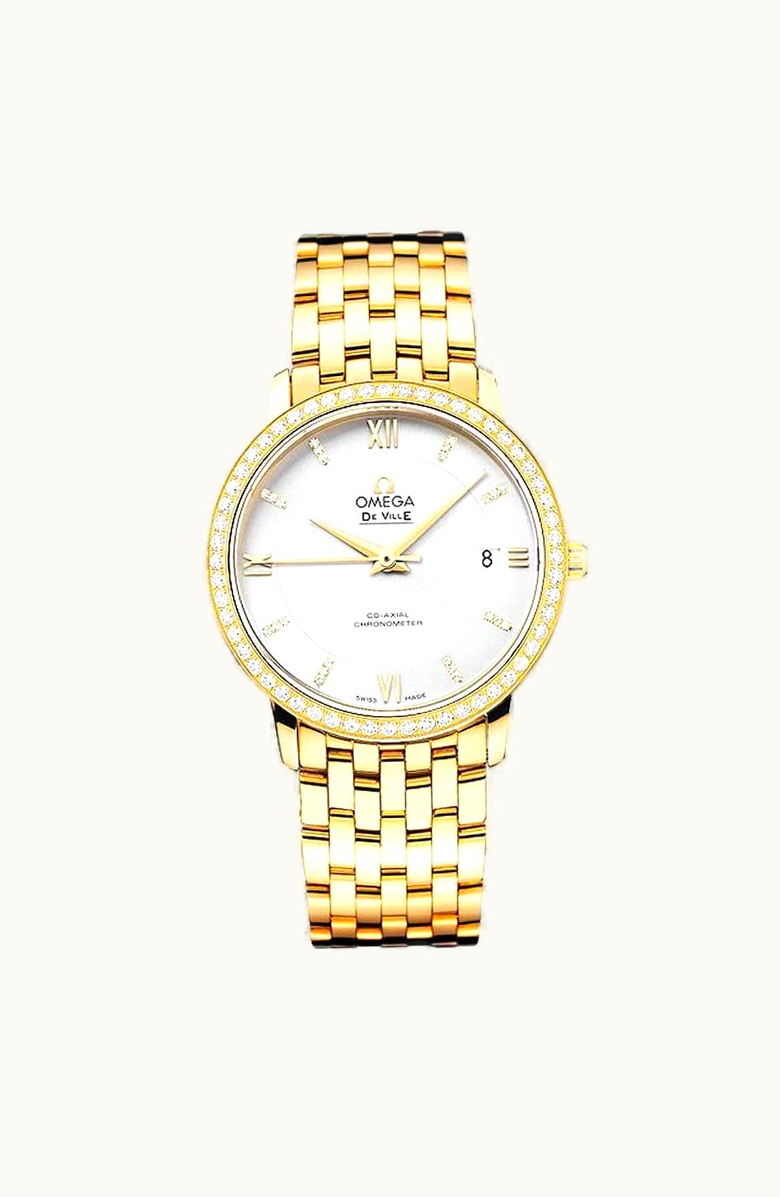 Omega De Ville Prestige Co-Axial 36.8 Yellow Gold / Silver / Diamond / Bracelet