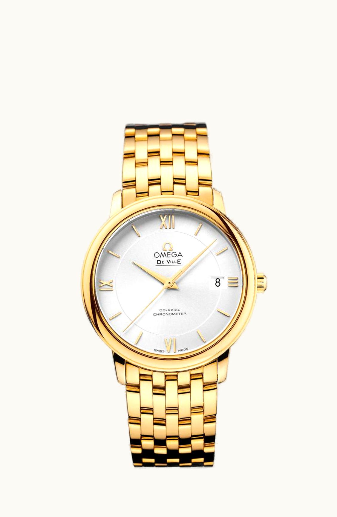 Omega De Ville Prestige Co-Axial 36.8 Yellow Gold / Silver / Bracelet