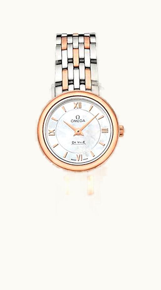 Omega De Ville Prestige Quartz 24.4 Stainless Steel / Red Gold / MOP / Bracelet