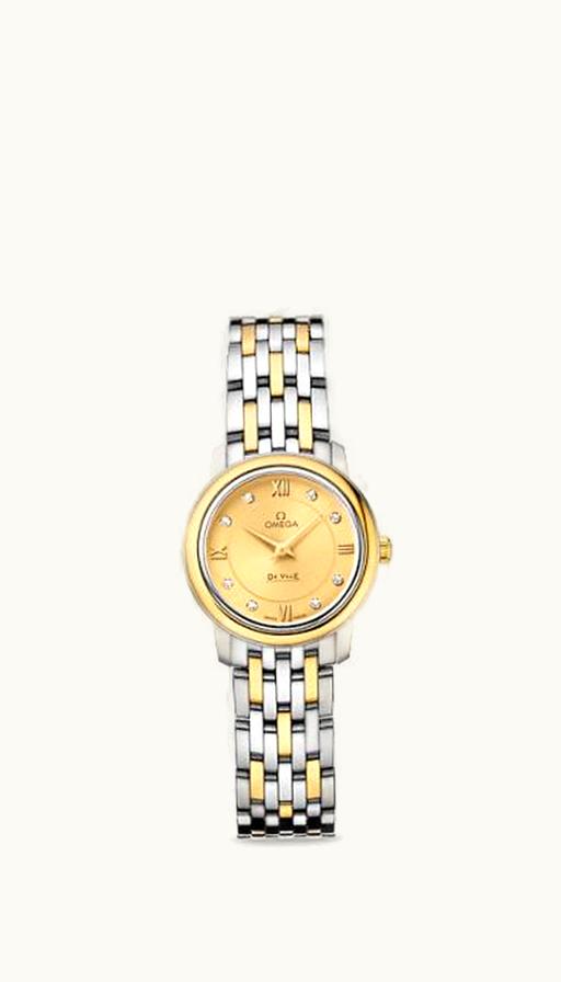 Omega De Ville Prestige Quartz Ladies 24.5 Stainless Steel / Yellow Gold / Champagne / Bracelet