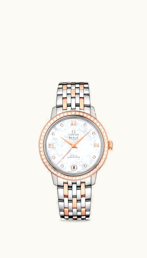 Omega De Ville Prestige Co-Axial 32.7 Stainless Steel / Red Gold / MOP Butterfly / Diamond / Bracelet