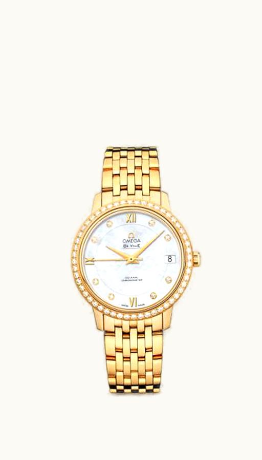 Omega De Ville Prestige Co-Axial 32.7 Yellow Gold Diamond / MOP / Bracelet