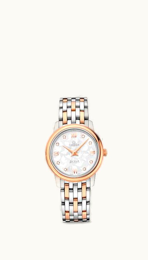 Omega De Ville Prestige Quartz 27.4 Stainless Steel / Red Gold / Silver Butterfly / Bracelet